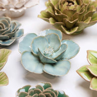 Teal Lotus - Ceramic Faux Flowers