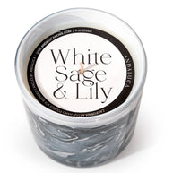 White Sage & Lily 14 oz. Swirl Glass Candle