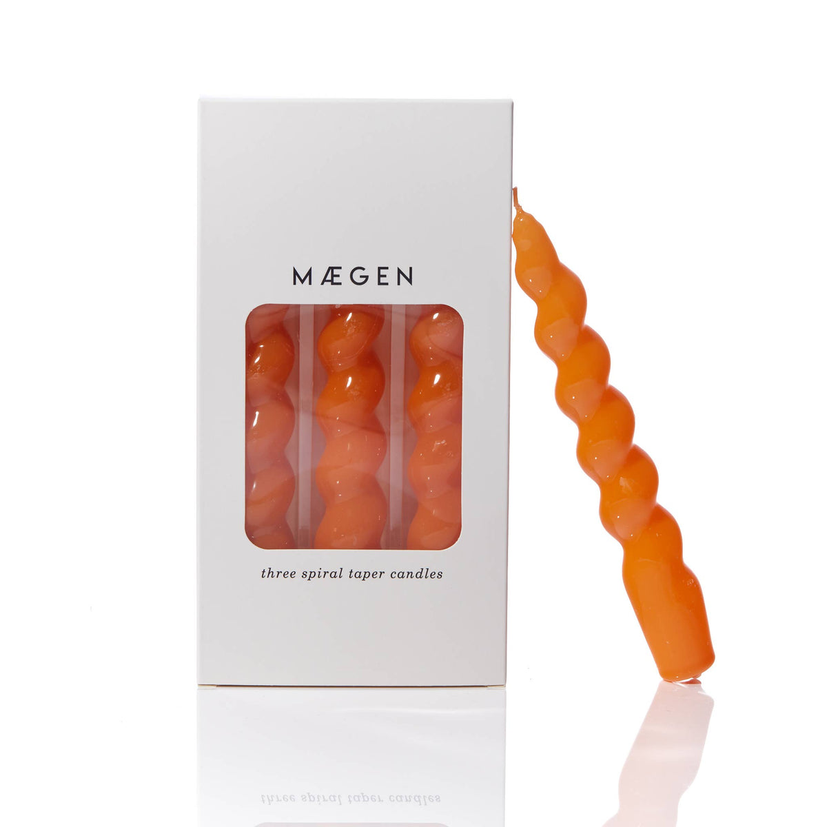 MÆGEN Spiral Taper Candles in Tangerine (3 Pack)