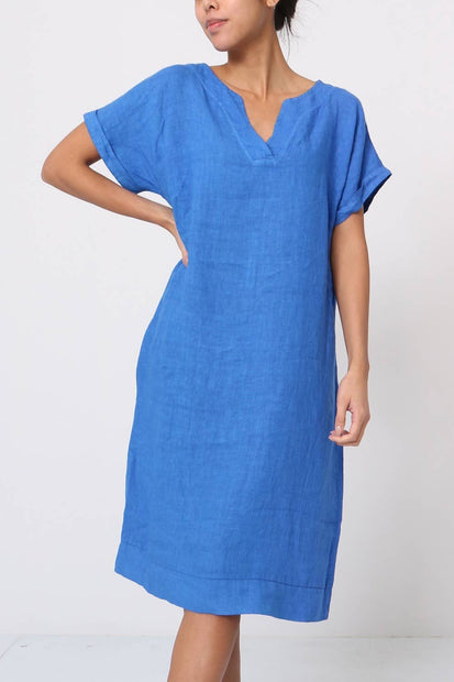 LÉA & LUC V-Neck Short Linen Dress