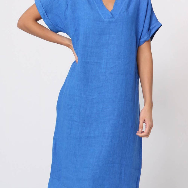 LÉA & LUC V-Neck Short Linen Dress