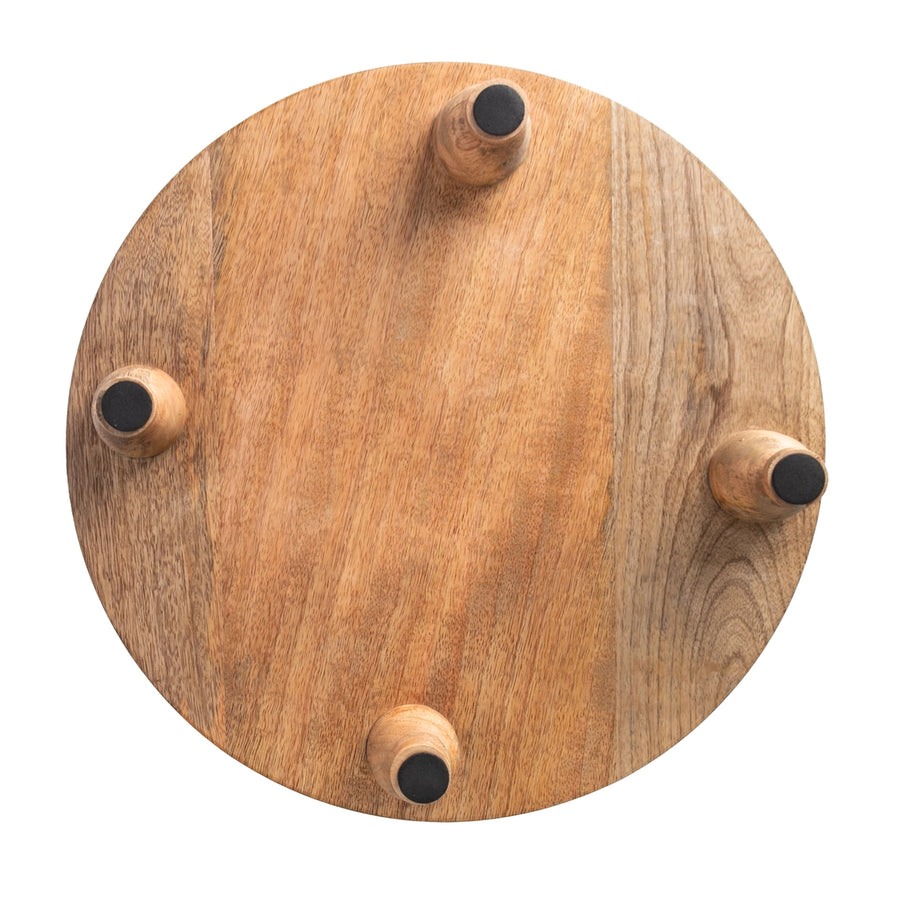 Heritage Lace - Artisan Wood 10" Round Natural Mango Wood Footed Board