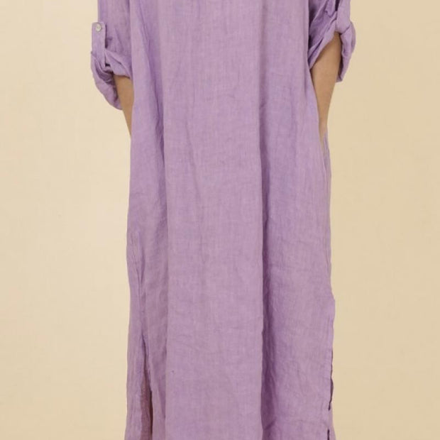 LÉA & LUC - Collared Half Button Maxi Dress