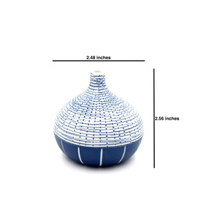 AFT Crosshatch & Blue Congo Tiny Porcelain Bud Vase