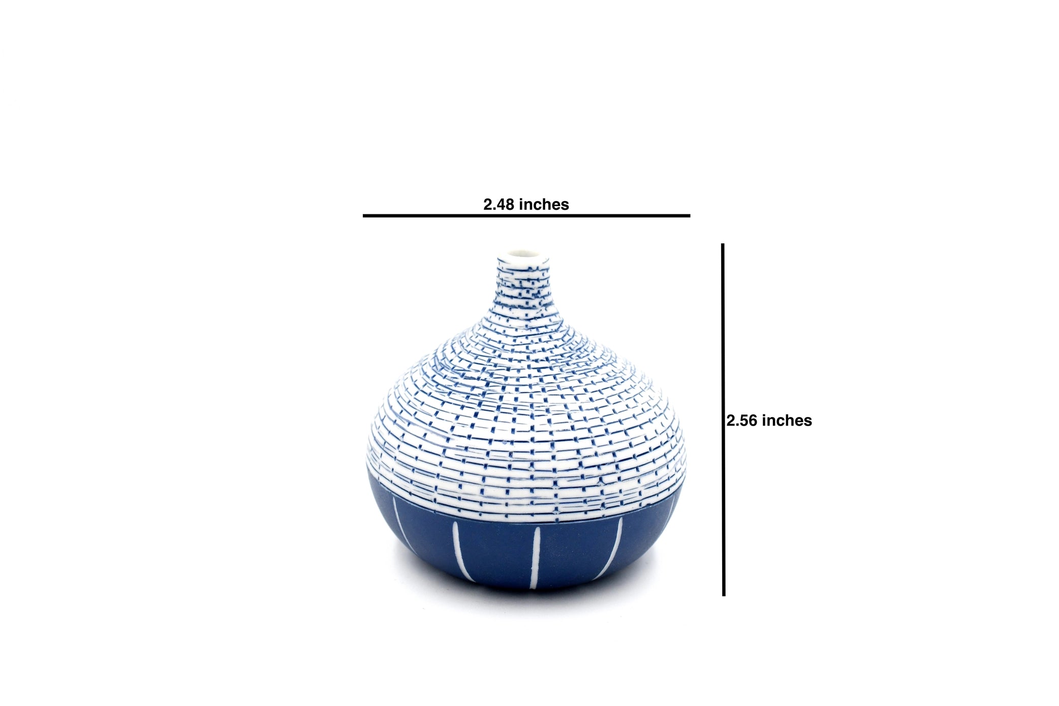 AFT Crosshatch & Blue Congo Tiny Porcelain Bud Vase