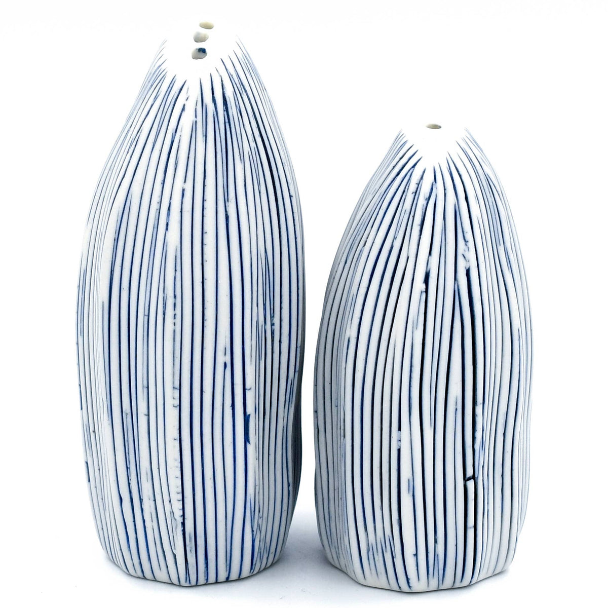 Art Floral Trading Seda Handcrafted Striped Porcelain Salt and Pepper Shaker Set