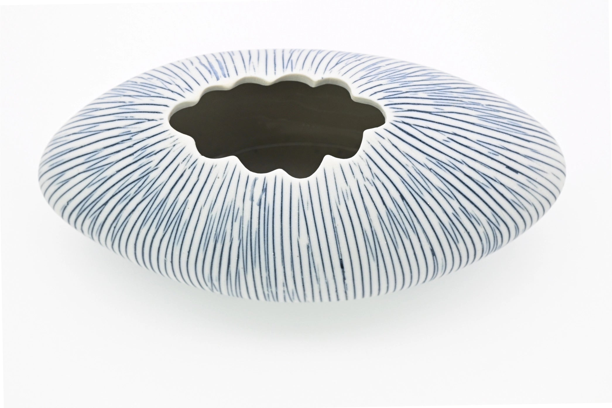 AFT Blue Striped Oval Vase Mini S-Handcrafted Porcelain Bud Vase