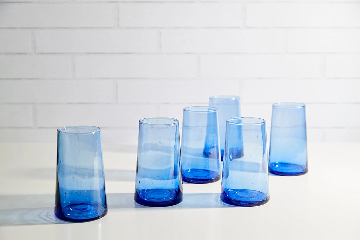 Verve Culture Moroccan Cone Glassware in Blue