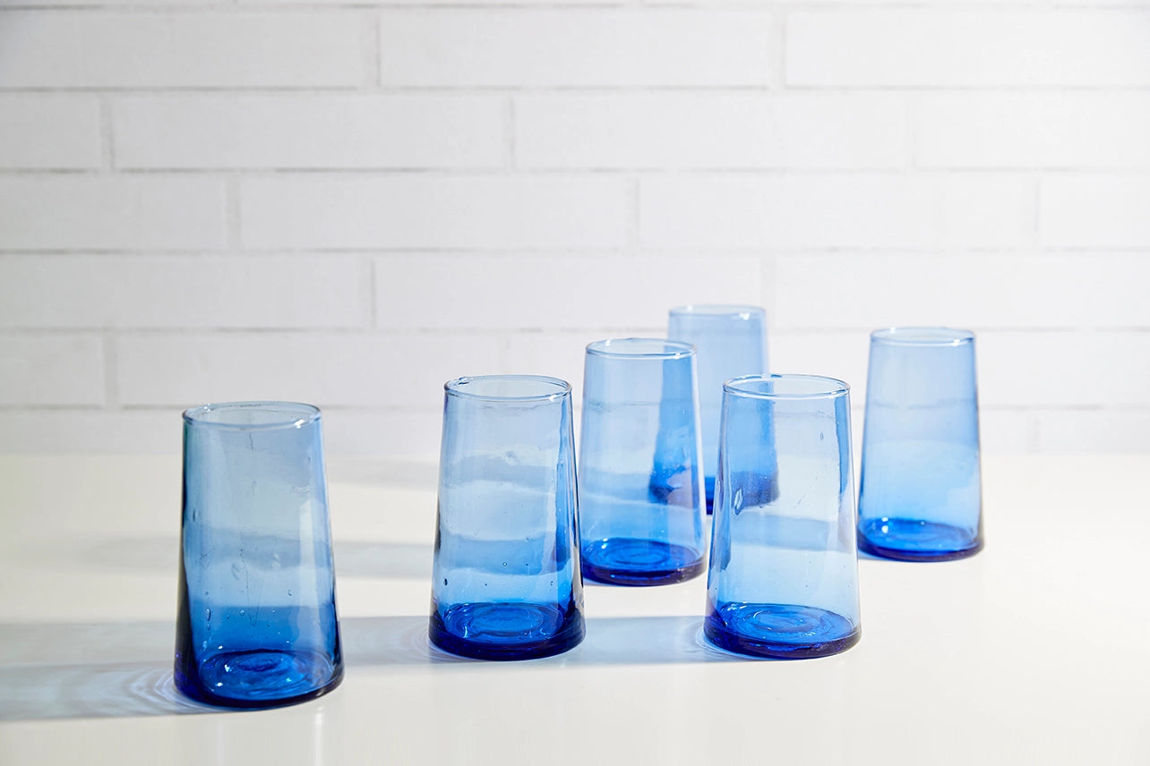 Verve Culture Moroccan Cone Glassware in Blue