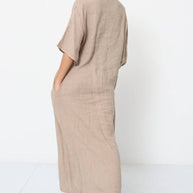LÉA & LUC Flowing V-Neck Linen Maxi Dress