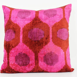 Ikat Silk/Velvet Pillowcase - Pink