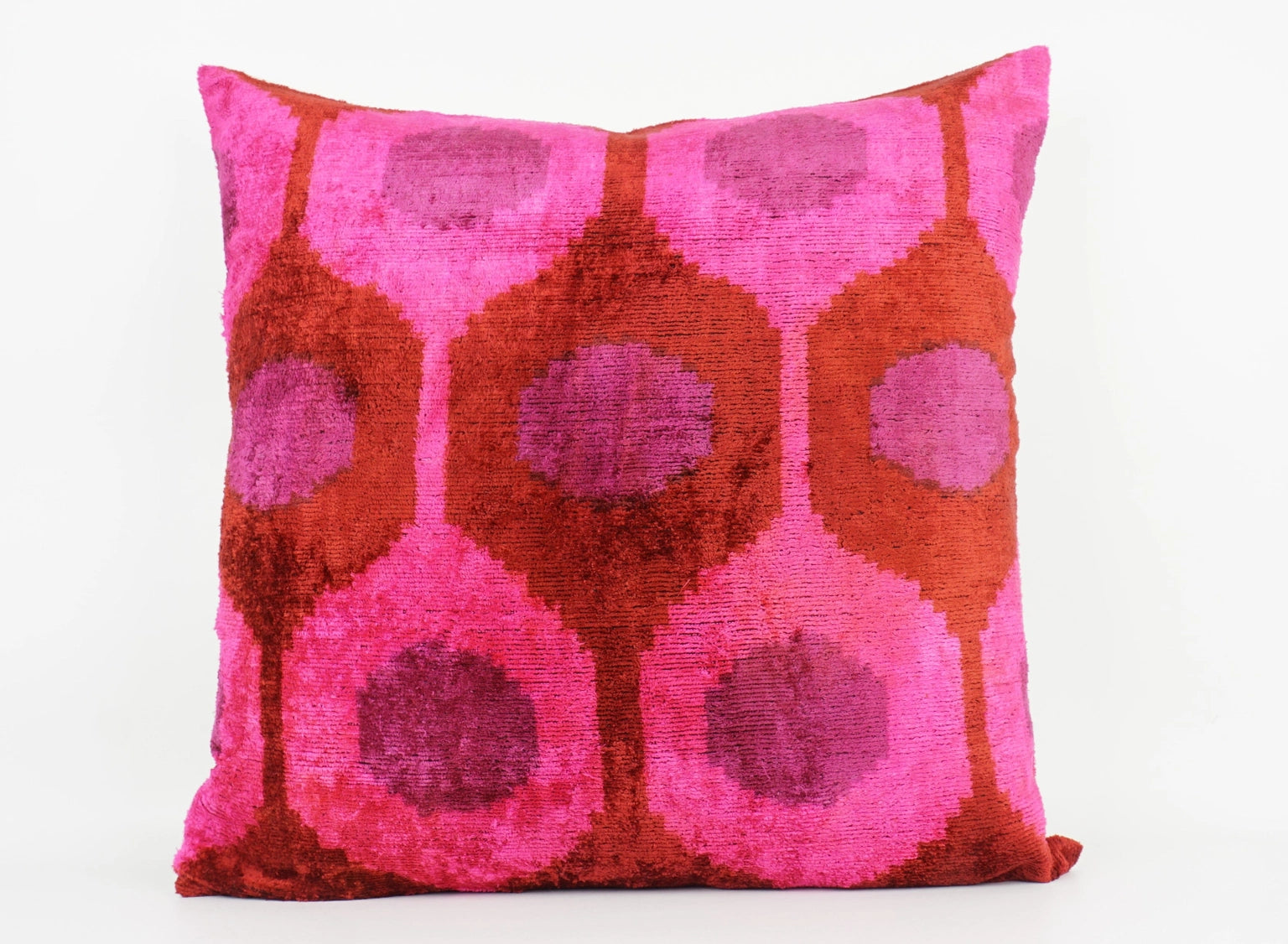 Ikat Silk/Velvet Pillowcase - Pink