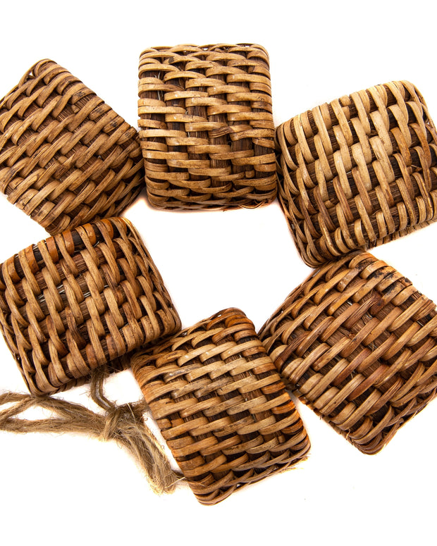 Rattan Oval Napkin Rings 6-piece Set