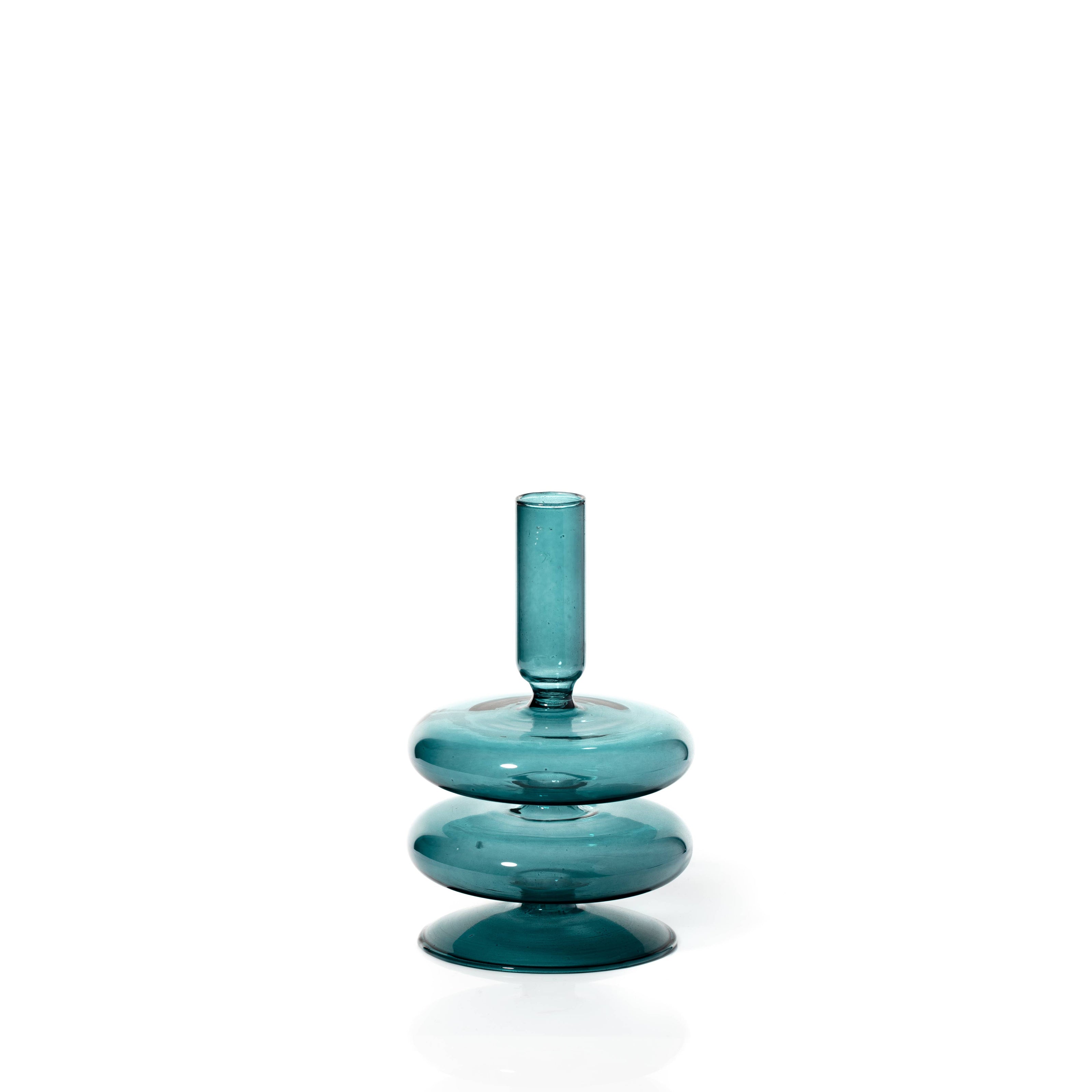 MÆGEN Coloured Glass Taper Candle Holder in Ocean Teal
