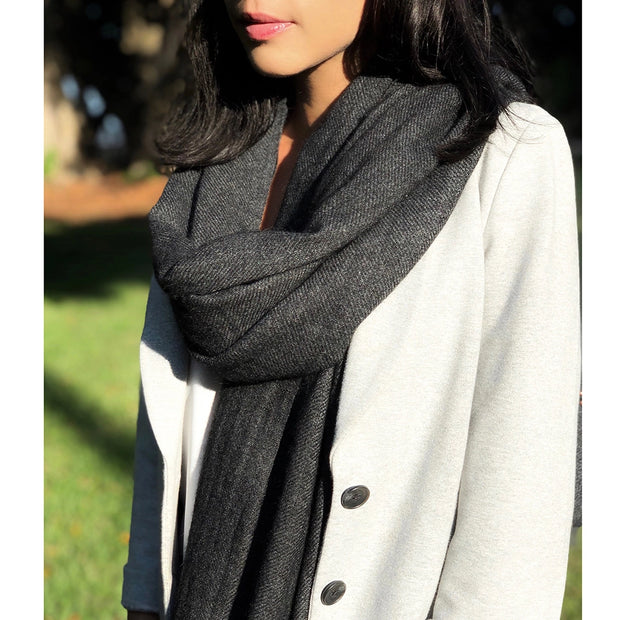 Charcoal Handloom Cashmere Scarf