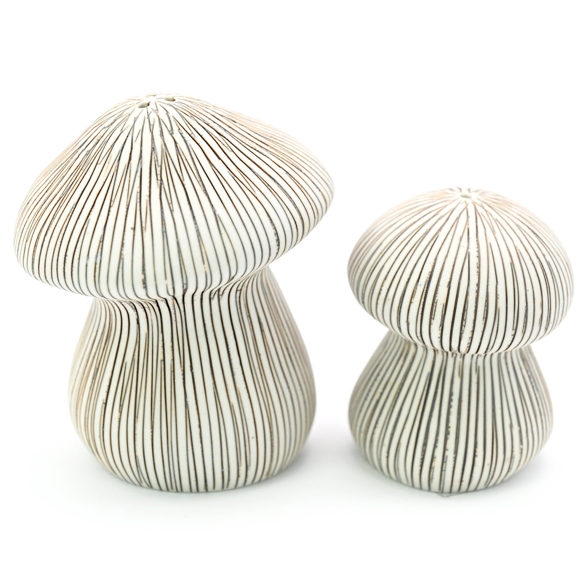 Art Floral Trading Brown Striped Mushroom Porcelain Salt and Pepper Shaker Set
