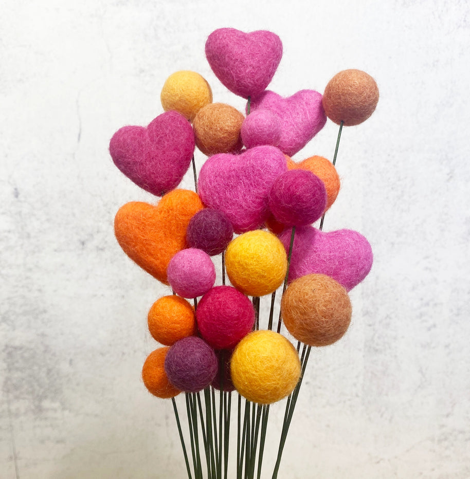 Felt Heart Ball Bouquet