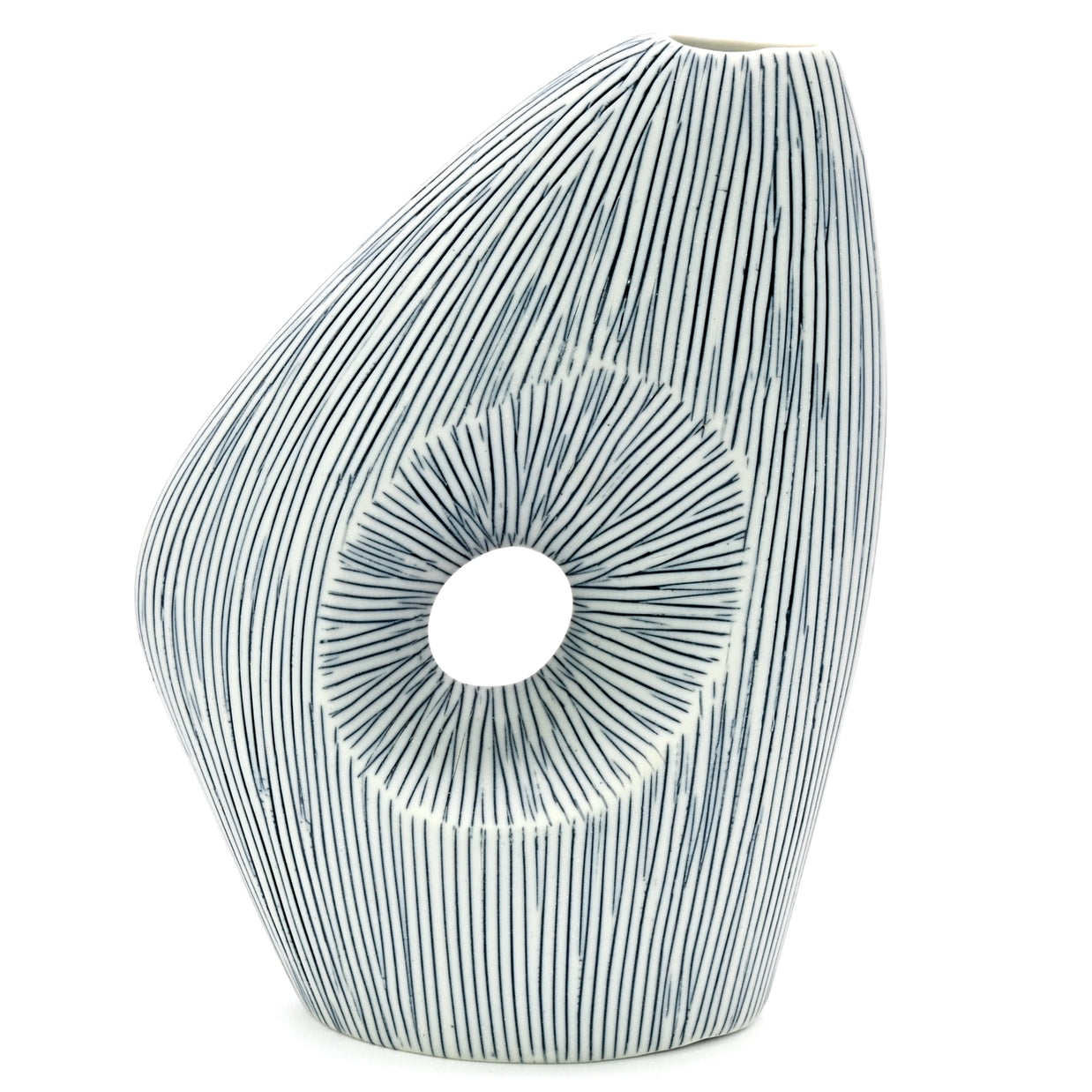 AFT Blue Striped Spezia Mini M-Handcrafted Porcelain Bud Vase