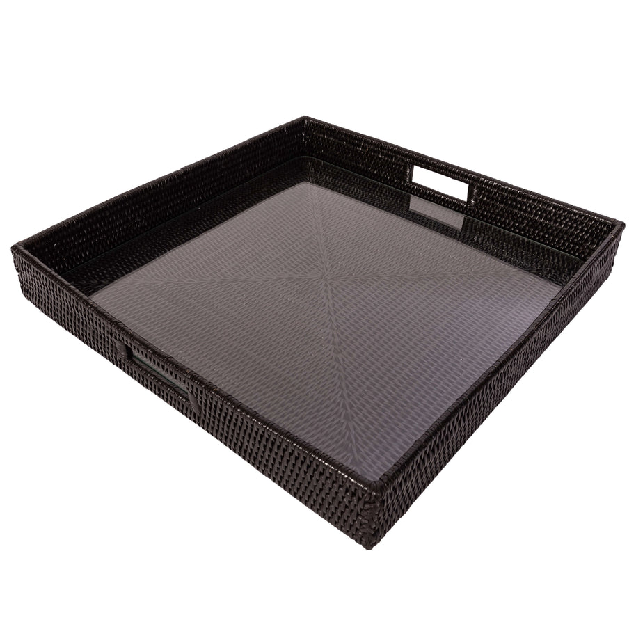 Square Serving Ottoman Tray Glass Insert