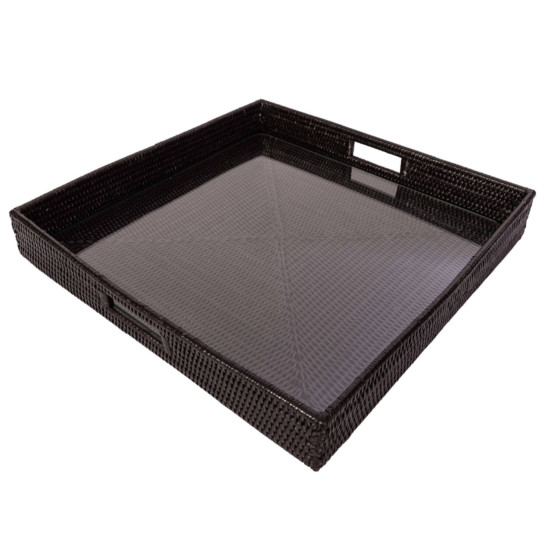 Square Serving Ottoman Tray Glass Insert