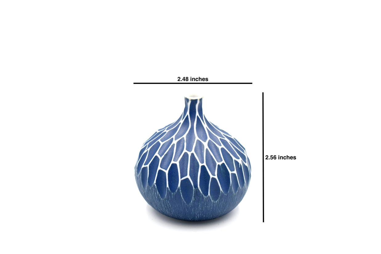 AFT Blue Congo Tiny Carved Porcelain Bud Vase