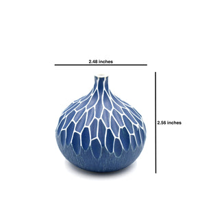 AFT Blue Congo Tiny Carved Porcelain Bud Vase