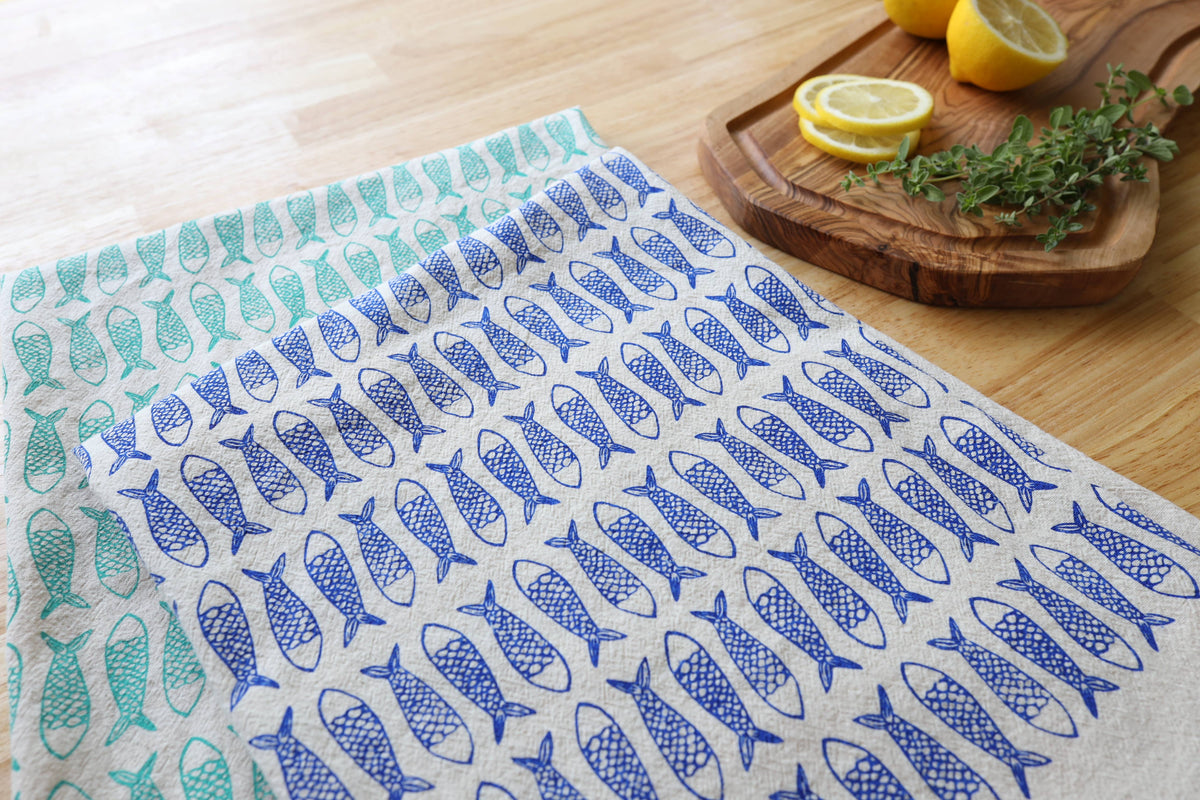 The High Fiber Handprinted Fish Kitchen Towel