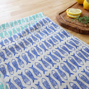 The High Fiber Handprinted Fish Kitchen Towel