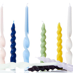 MÆGEN Spiral Taper Candles in Navy (3 Pack)