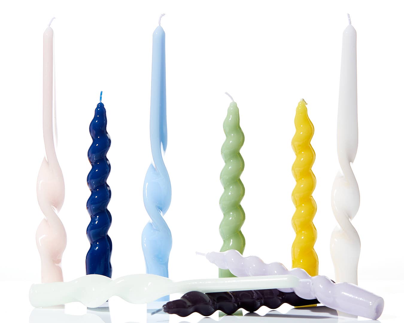 MÆGEN Spiral Taper Candles in Navy (3 Pack)