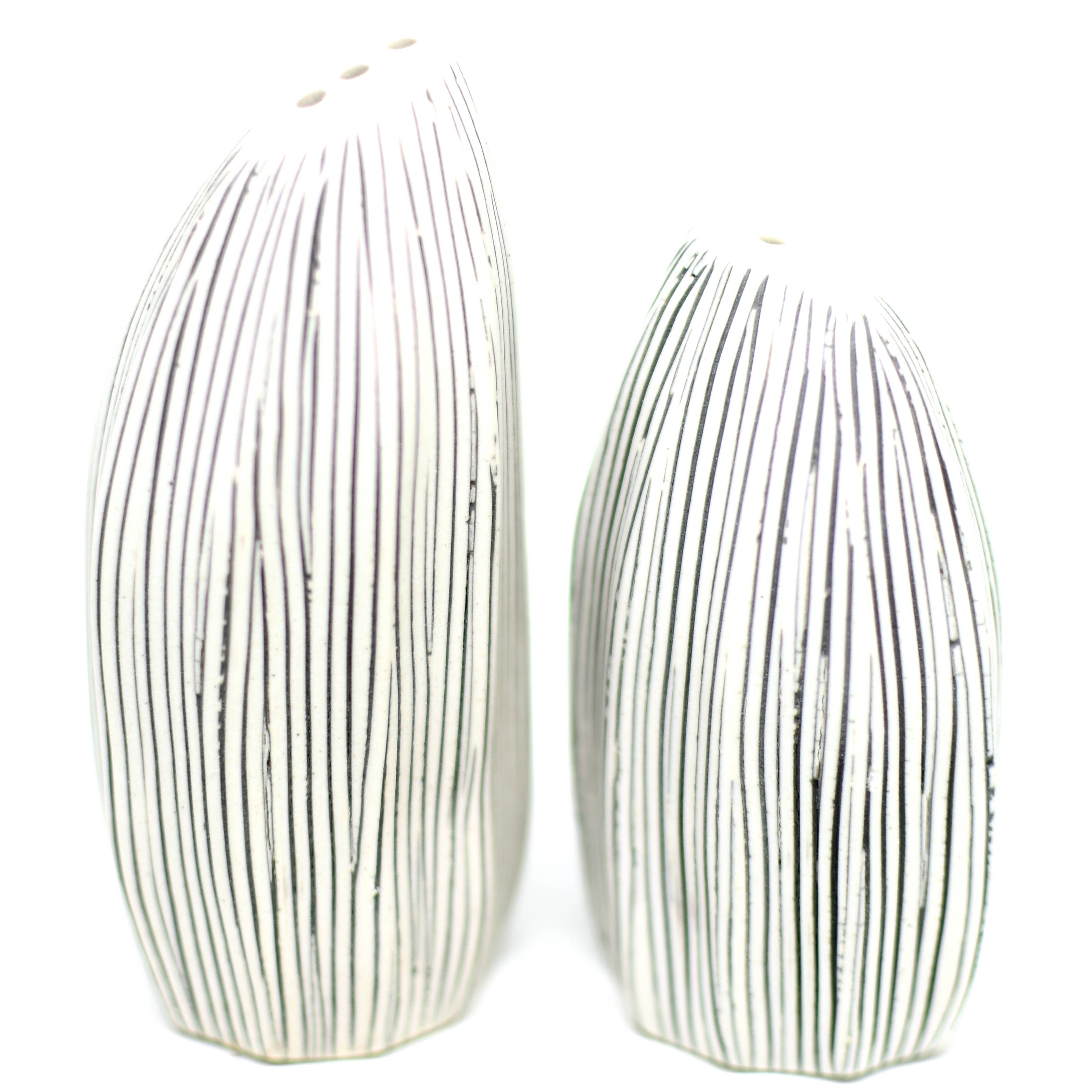 Art Floral Trading Seda Striped Porcelain Salt and Pepper Shaker Set