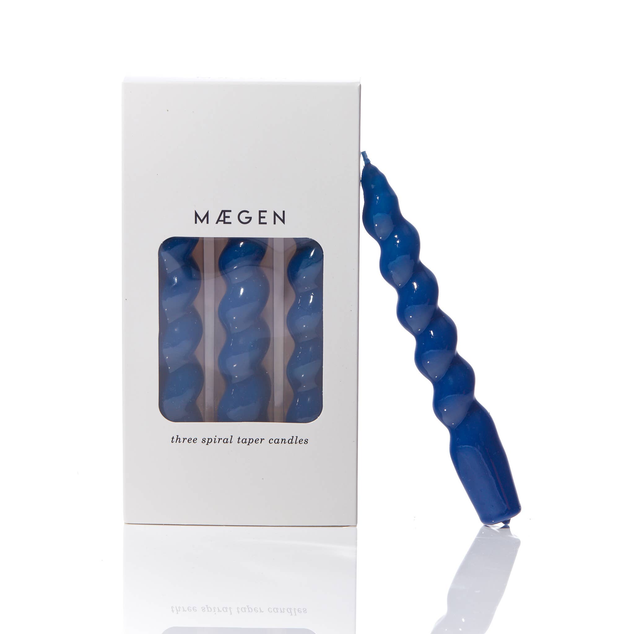 MÆGEN Spiral Taper Candles in Navy (3 Pack)