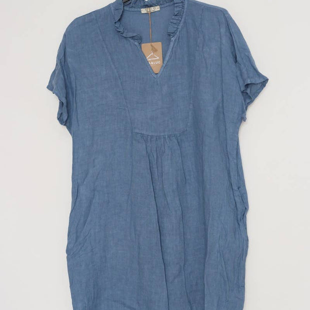 LÈA & LUC Ruffled Collar Short Dress