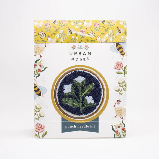 The Urban Acres Blue Floral Punch Needle Kit
