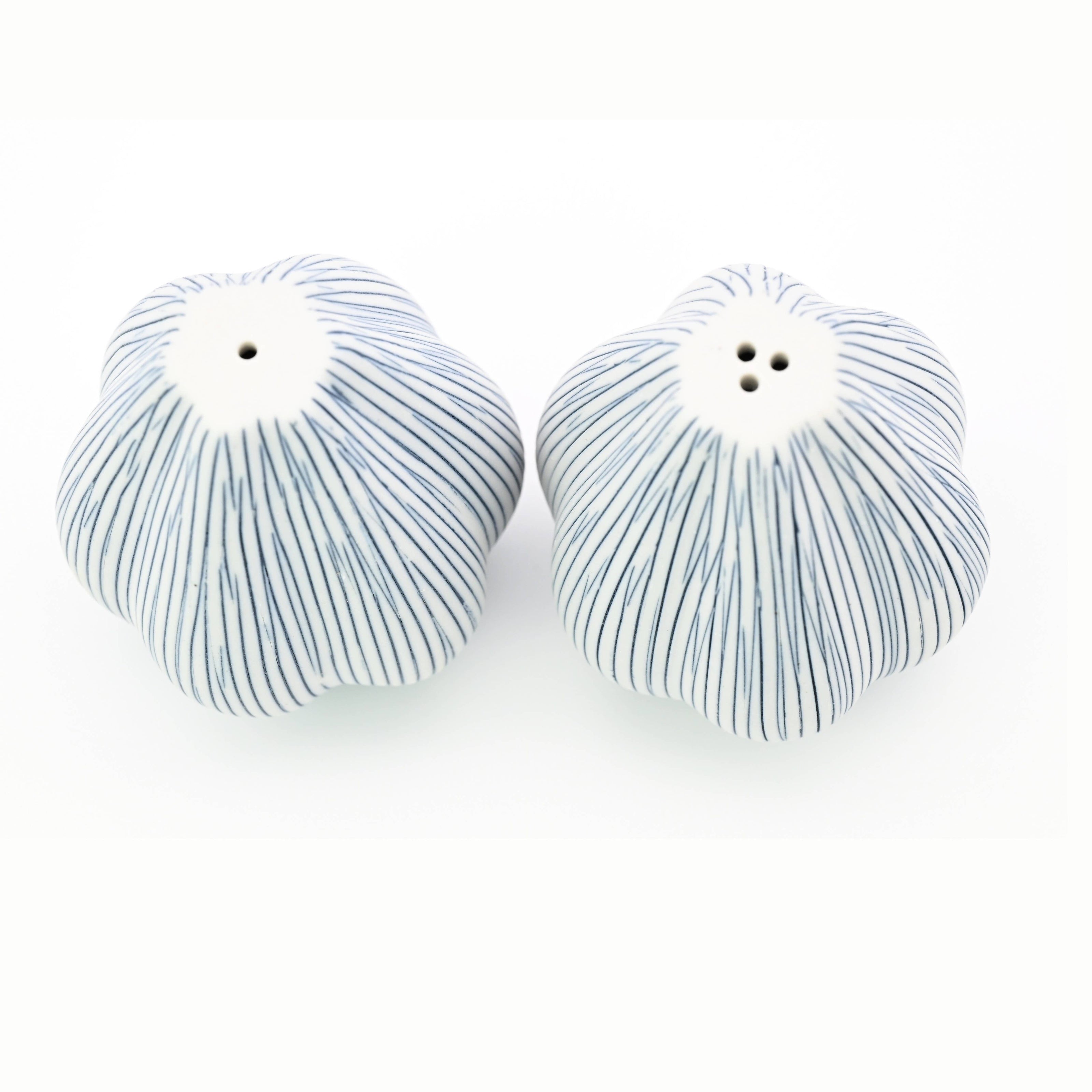 Art Floral Trading Champa Striped Porcelain Salt and Pepper Shaker Set