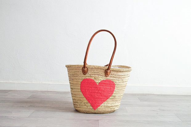 French Market Basket with Leather | Beach Bag, Shopping Tote