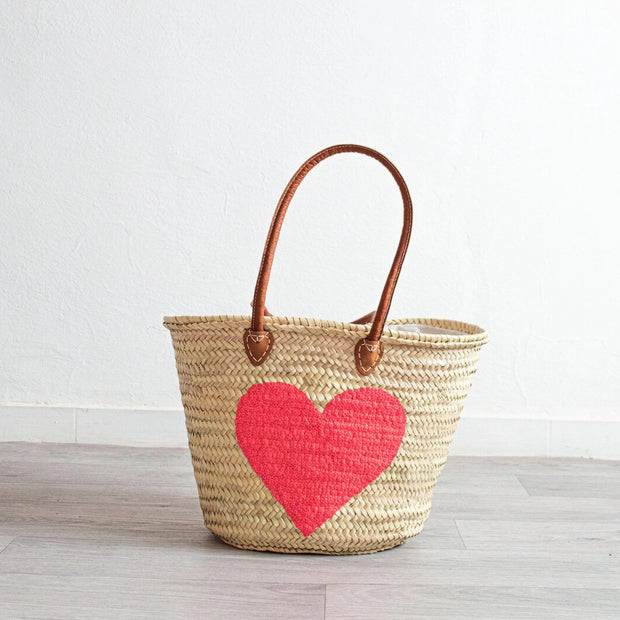 French Market Basket with Leather | Beach Bag, Shopping Tote