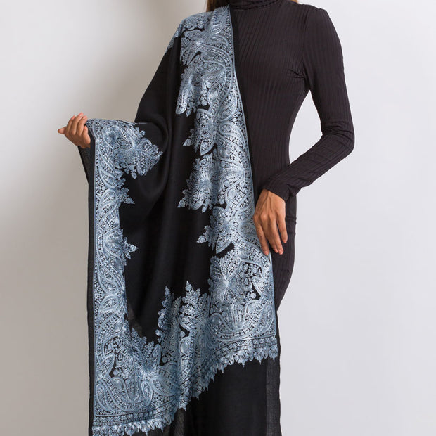 Priya Embroidered Wool Shawl