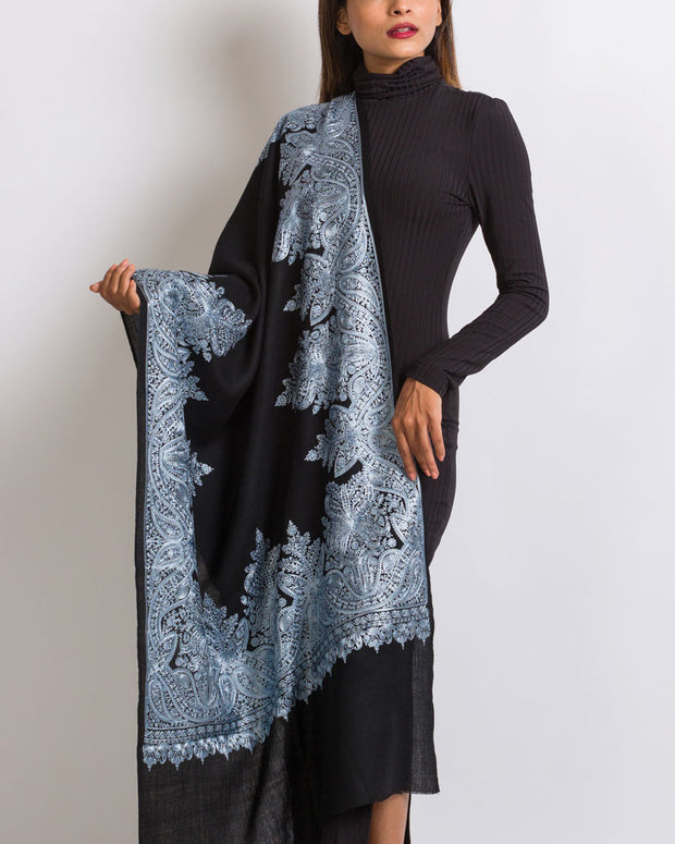 Priya Embroidered Wool Shawl