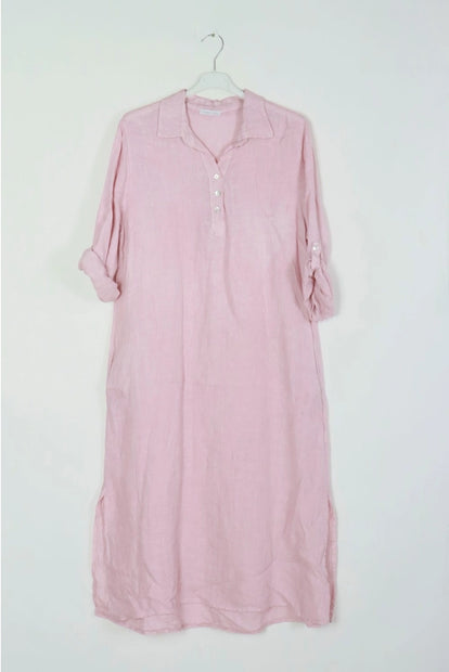 LÉA & LUC - Collared Half Button Maxi Dress