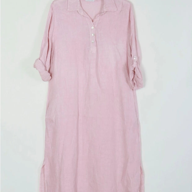 LÉA & LUC - Collared Half Button Maxi Dress