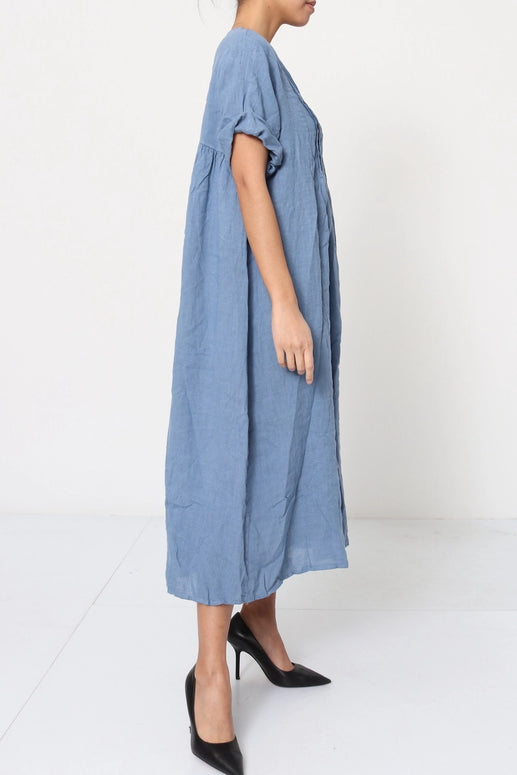 LÉA & LUC - V Neck Midi Linen Dress