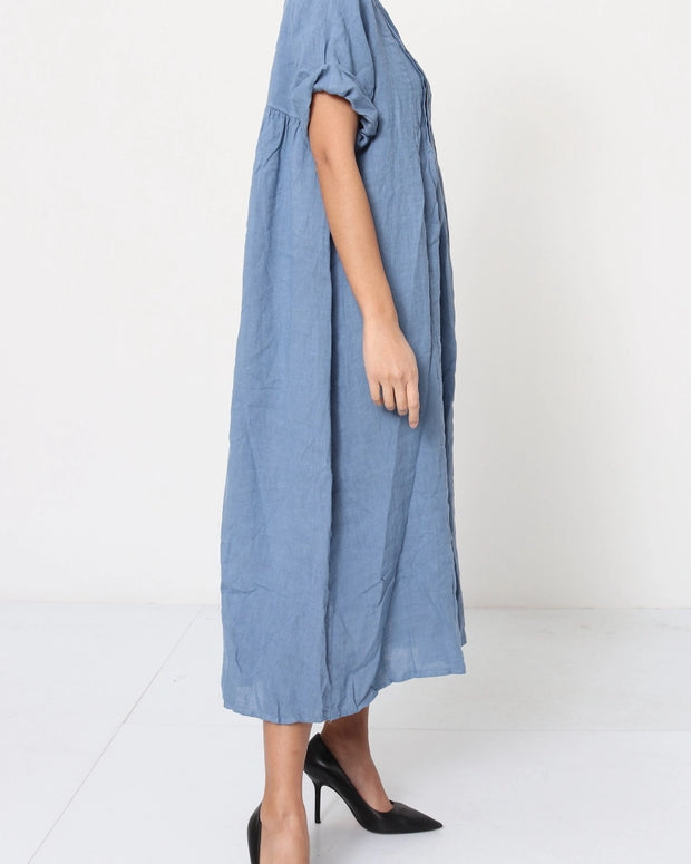 LÉA & LUC - V Neck Midi Linen Dress