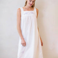 Violet White Cotton Nightgown