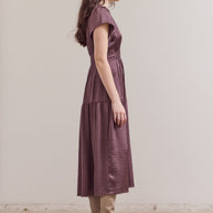 Grade & Gather - Ruffle Matte Satin Midi Dress