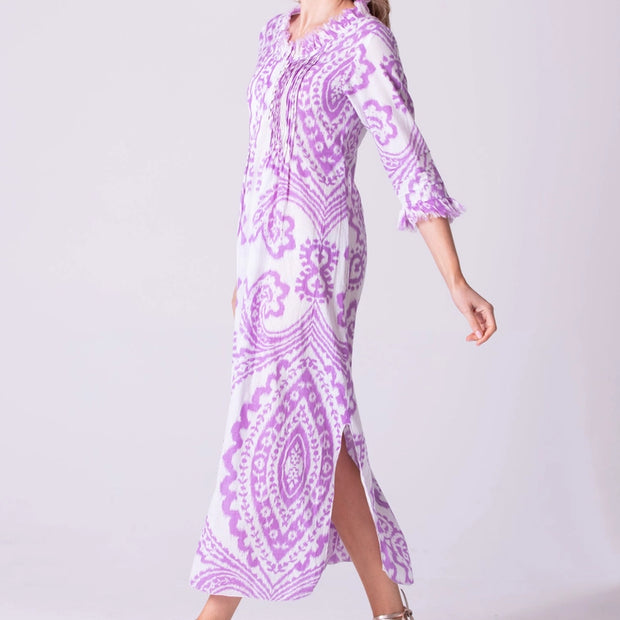 At Last- Cotton Annabel Maxi Dress in Lilac & White Ikat