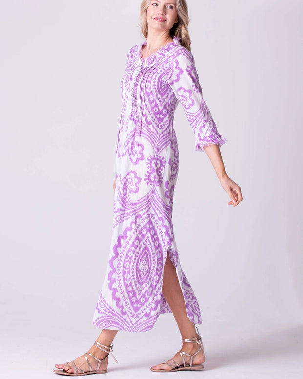 At Last- Cotton Annabel Maxi Dress in Lilac & White Ikat