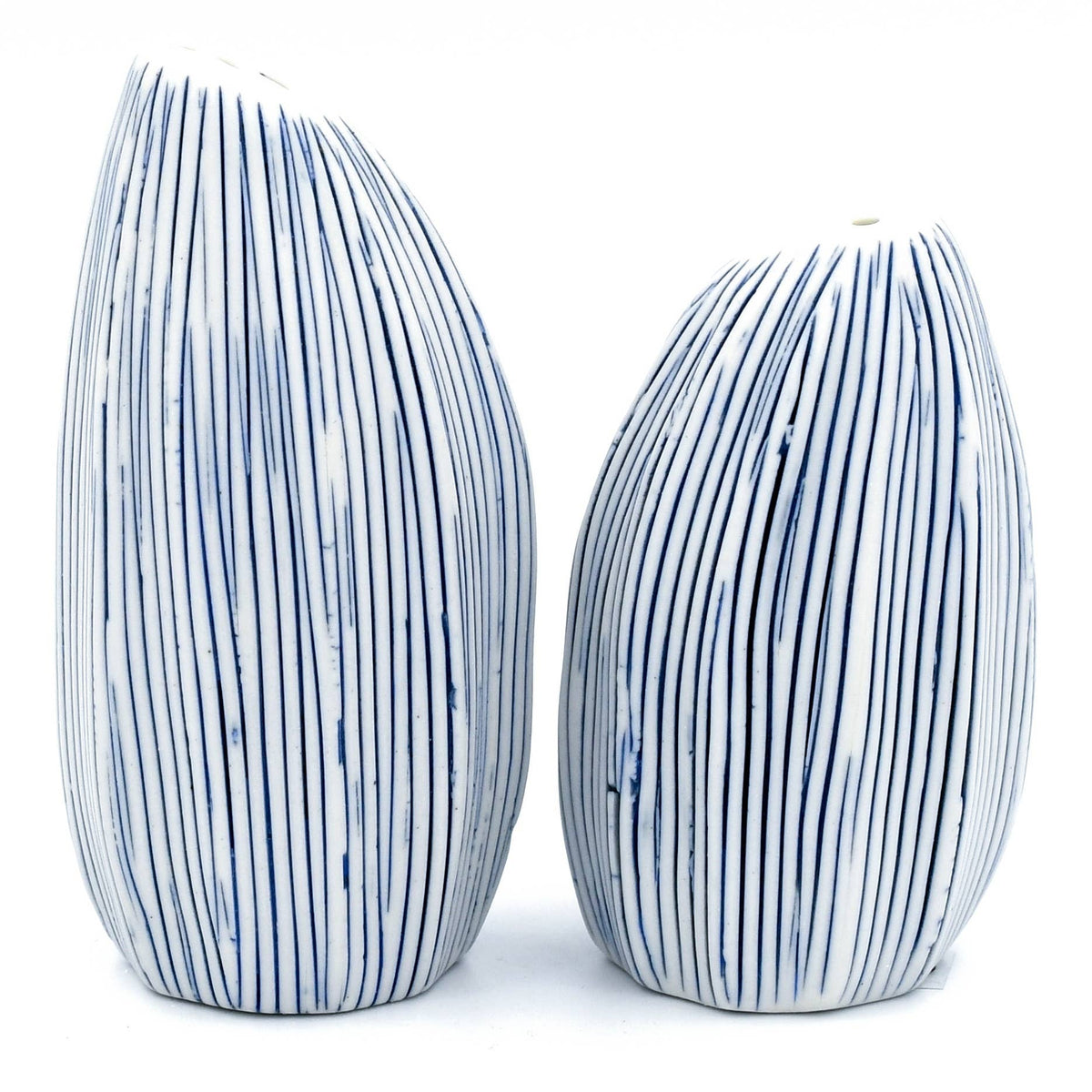 Art Floral Trading Seda Handcrafted Striped Porcelain Salt and Pepper Shaker Set