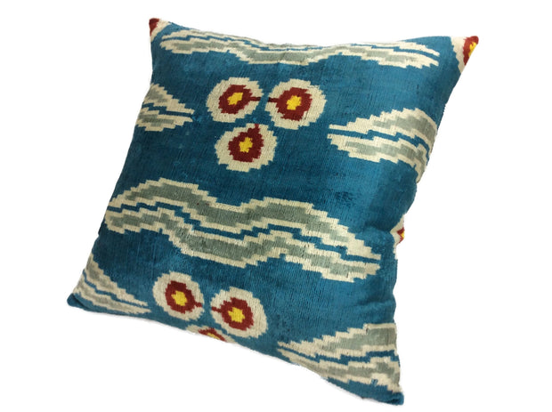 Ikat Silk/Velvet Pillowcase - Blue Ottoman