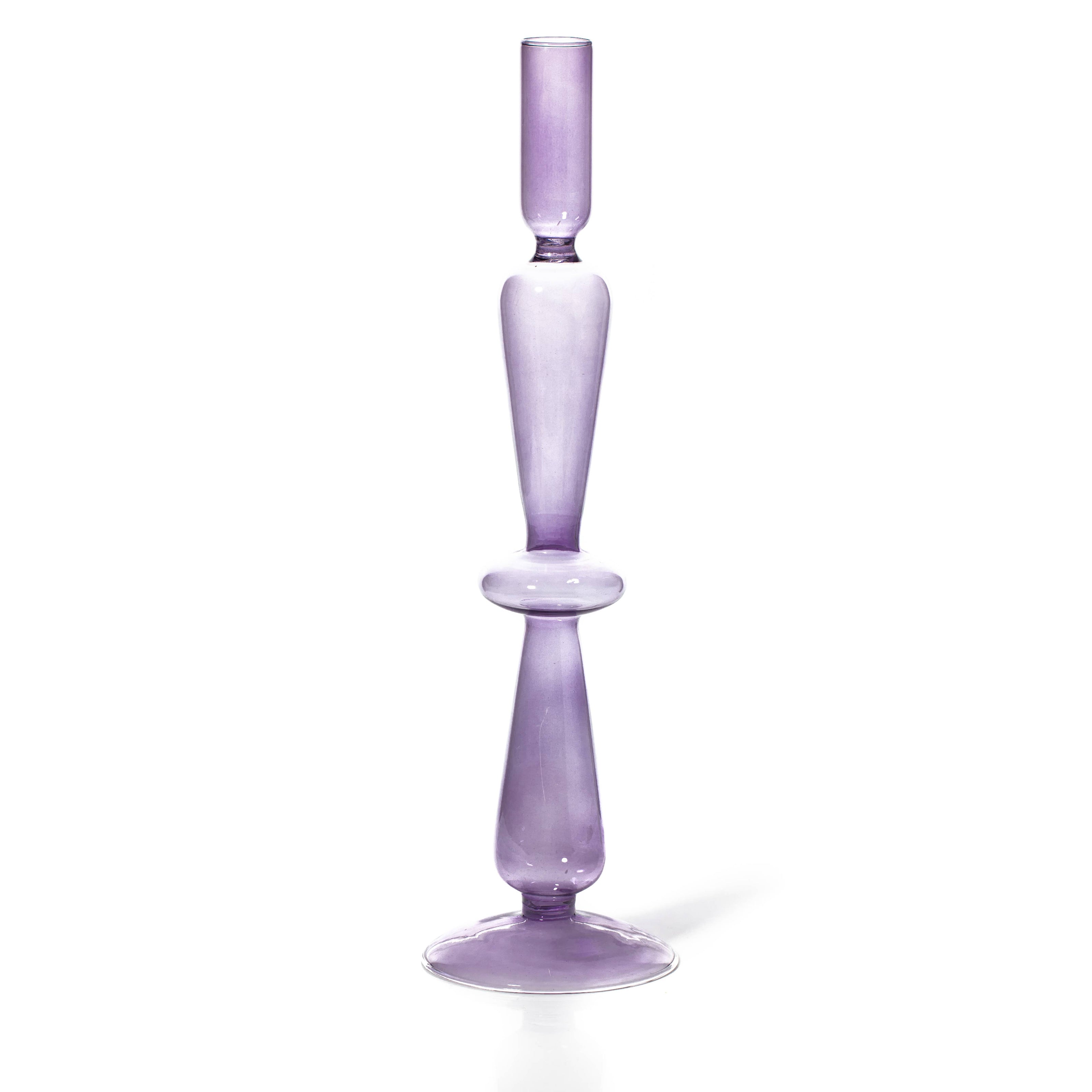 MÆGEN Coloured Glass Taper Candle Holder in Lilac